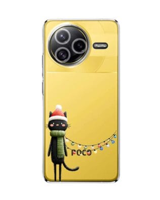 Etui do Xiaomi POCO F7 Ultra przeźroczyste, silikonowe Flexi, Przytulne święta, Kot przebrany za elfa