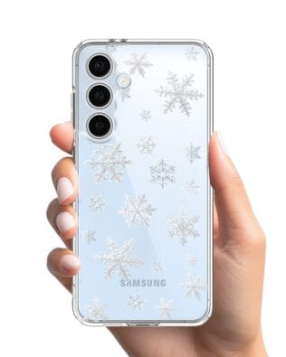 Etui do Samsung Galaxy S24 FE przeźroczyste, silikonowe Flexi, Zimowa magia, Delikatne płatki śniegu