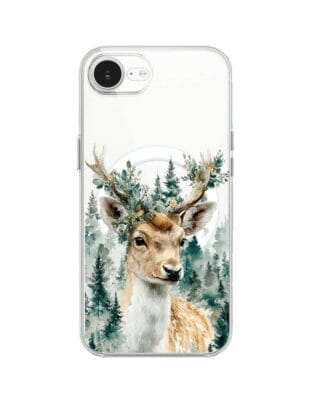 Etui do iPhone 16e z MagSafe przeźroczyste, silikonowe Flexi, Przytulne święta, Leśny jelonek