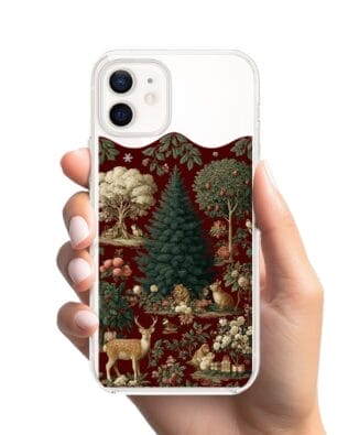 Etui do iPhone 12 Mini z MagSafe przeźroczyste, silikonowe Flexi, Zimowa magia, świąteczny las