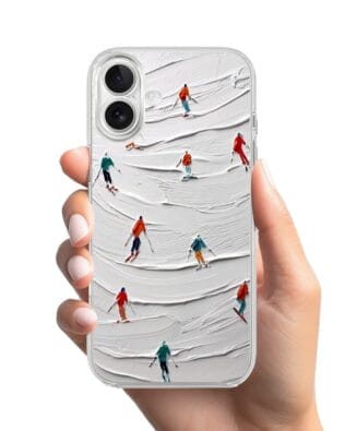 Etui do iPhone 17 przeźroczyste, silikonowe Flexi, Zimowa magia, Narciarski obraz