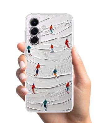 Etui do Samsung Galaxy A56 5G przeźroczyste, silikonowe Flexi, Zimowa magia, Narciarski obraz