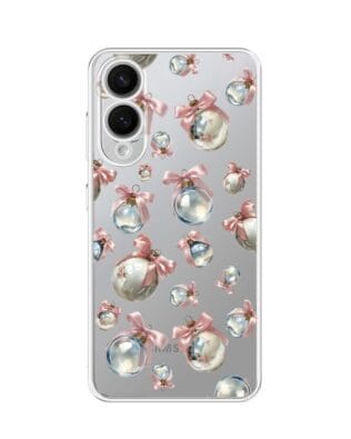 Etui do Samsung Galaxy S25 Edge przeźroczyste, silikonowe Flexi, Przytulne święta, Pastelowe bombki