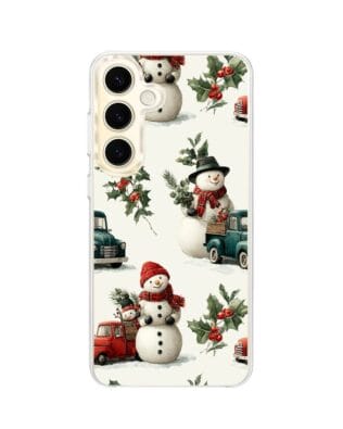 Etui do Samsung Galaxy S24 z MagSafe przeźroczyste, silikonowe Flexi, Przytulne święta, Zimowe miasteczko