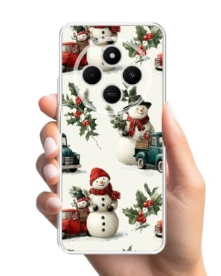 Etui do Xiaomi POCO C75 przeźroczyste, silikonowe Flexi, Przytulne święta, Zimowe miasteczko