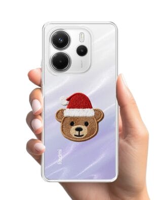 Etui do Xiaomi Redmi Note 14 4G przeźroczyste, silikonowe Flexi, Przytulne święta, Miś mikołajek