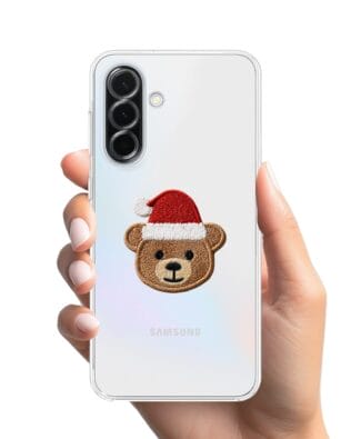 Etui do Samsung Galaxy A36 5G przeźroczyste, silikonowe Flexi, Przytulne święta, Miś mikołajek