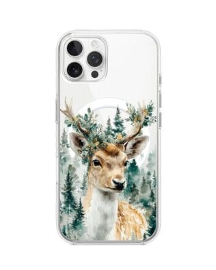 Etui do iPhone 12 Pro Max z MagSafe przeźroczyste, silikonowe Flexi, Przytulne święta, Leśny jelonek