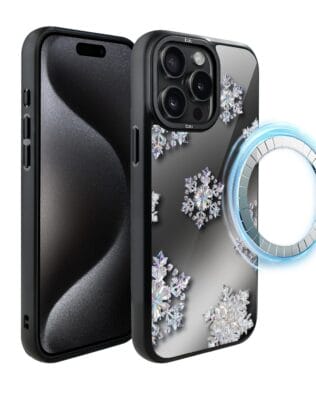 Etui do iPhone 15 Pro Max IBIZU DropGuard Matt z MagSafe, Zimowa magia, Królewskie płatki śniegu