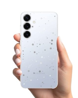 Etui do Samsung Galaxy S25 Plus przeźroczyste, silikonowe Flexi, Zimowa magia, Szampańskie gwiazdki