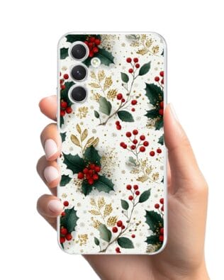 Etui do Samsung Galaxy A54 5G przeźroczyste, silikonowe Flexi, Przytulne święta, Ozdoby świąteczne