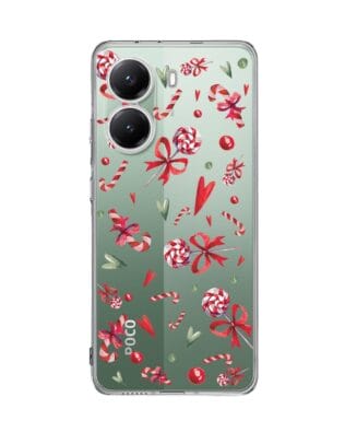 Etui do Xiaomi POCO X7 Pro przeźroczyste, silikonowe Flexi, Cukierki świąteczne