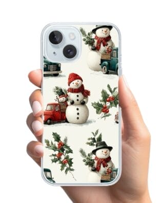 Etui do iPhone 15 Plus przeźroczyste, silikonowe Flexi, Przytulne święta, Zimowe miasteczko