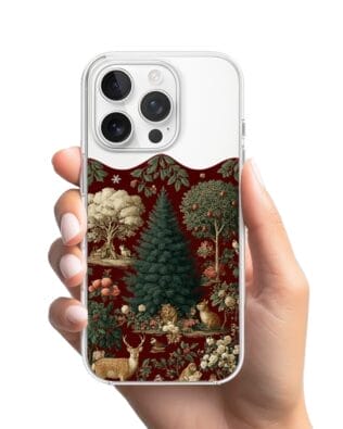 Etui do iPhone 15 Pro Max przeźroczyste, silikonowe Flexi, Zimowa magia, świąteczny las