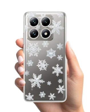 Etui do Xiaomi 14T przeźroczyste, silikonowe Flexi, Zimowa magia, Delikatne płatki śniegu