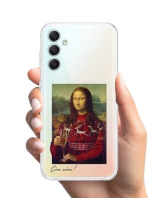 Etui do Samsung Galaxy A34 5G przeźroczyste, silikonowe Flexi, Mona Lisa z szampanem