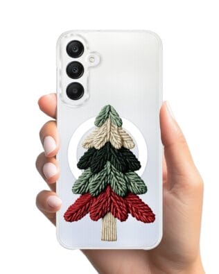 Etui do Samsung Galaxy A25 5G z MagSafe przeźroczyste, silikonowe Flexi, Przytulne święta, Dziana choinka
