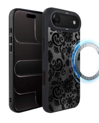 Etui do iPhone Air IBIZU DropGuard Matt z MagSafe, Midnight, Koronkowa Czerń