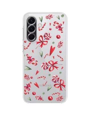 Etui do Samsung Galaxy A56 5G przeźroczyste, silikonowe Flexi, Cukierki świąteczne