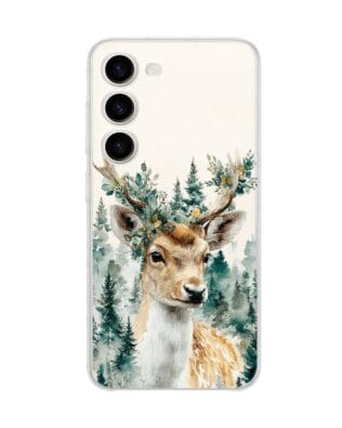 Etui do Samsung Galaxy S23 FE 5G przeźroczyste, silikonowe Flexi, Przytulne święta, Leśny jelonek
