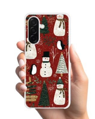 Etui do Samsung Galaxy A26 5G z MagSafe przeźroczyste, silikonowe Flexi, Przytulne święta, Rustykalna świąteczna kraina