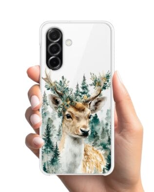Etui do Samsung Galaxy A26 5G przeźroczyste, silikonowe Flexi, Przytulne święta, Leśny jelonek