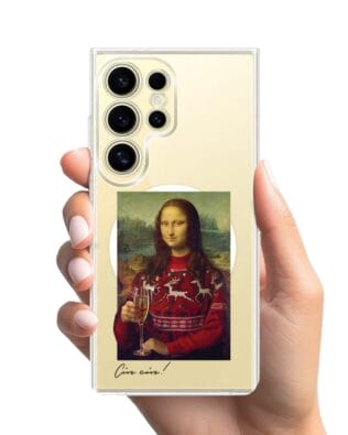 Etui do Samsung Galaxy S24 Ultra z MagSafe przeźroczyste, silikonowe Flexi, Mona Lisa z szampanem