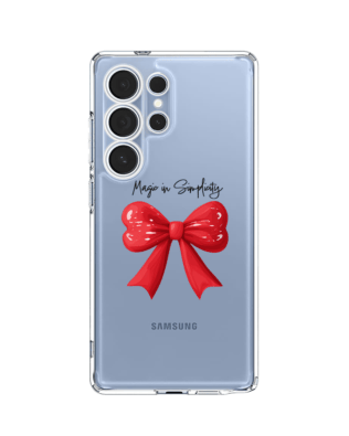 Etui do Samsung Galaxy S25 Ultra przeźroczyste, silikonowe Flexi, Przytulne święta, Czerwona kokarda