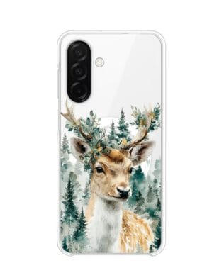 Etui do Samsung Galaxy A26 5G z MagSafe przeźroczyste, silikonowe Flexi, Przytulne święta, Leśny jelonek