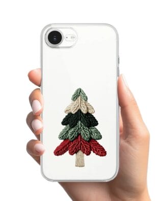 Etui do iPhone 16e przeźroczyste, silikonowe Flexi, Przytulne święta, Dziana choinka