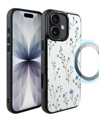 Etui do iPhone 17 IBIZU DropGuard Matt z MagSafe, Pastel Bloom, Niebieski sen