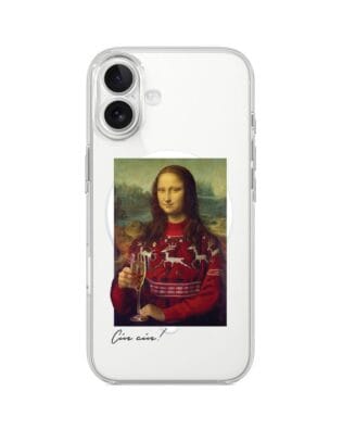 Etui do iPhone 17 z MagSafe przeźroczyste, silikonowe Flexi, Mona Lisa z szampanem