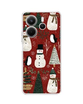 Etui do Xiaomi Redmi Note 14 5G przeźroczyste, silikonowe Flexi, Przytulne święta, Rustykalna świąteczna kraina