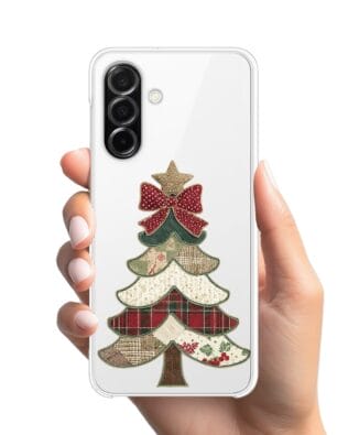 Etui do Samsung Galaxy A26 5G przeźroczyste, silikonowe Flexi, Przytulne święta, Kraciasta choinka
