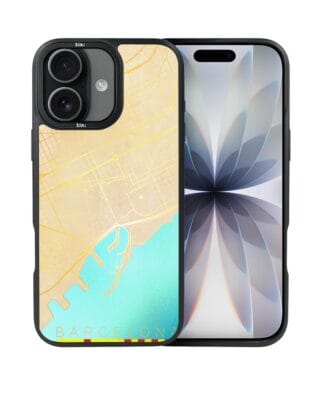Etui do iPhone 17 IBIZU DropGuard Matt z MagSafe, mapy świata, Barcelona