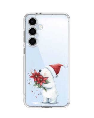 Etui do Samsung Galaxy S24 FE przeźroczyste, silikonowe Flexi, Przytulne święta, Miś świąteczny