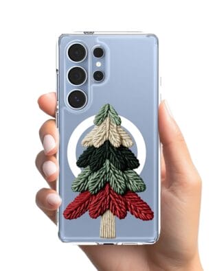 Etui do Samsung Galaxy S25 Ultra z MagSafe przeźroczyste, silikonowe Flexi, Przytulne święta, Dziana choinka