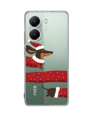 Etui do Xiaomi POCO X7 Pro przeźroczyste, silikonowe Flexi, Przytulne święta, świąteczny jamnik