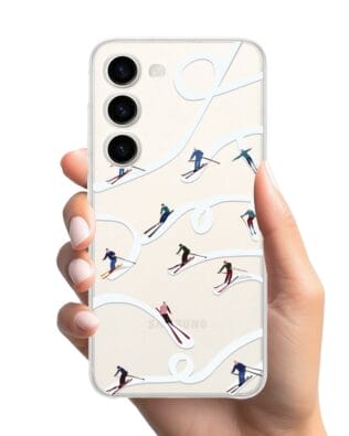 Etui do Samsung Galaxy S23 Plus przeźroczyste, silikonowe Flexi, Zimowa magia, Narciarskie wiraże