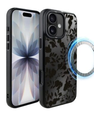 Etui do iPhone 17 IBIZU DropGuard Matt z MagSafe, Midnight, Cienie liści