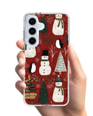 Etui do Samsung Galaxy S24 FE z MagSafe przeźroczyste, silikonowe Flexi, Przytulne święta, Rustykalna świąteczna kraina