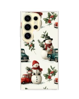 Etui do Samsung Galaxy S24 Ultra z MagSafe przeźroczyste, silikonowe Flexi, Przytulne święta, Zimowe miasteczko