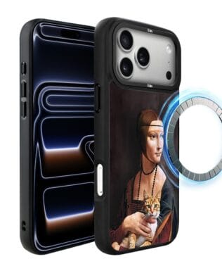 Etui do iPhone 17 Pro Max IBIZU DropGuard Matt z MagSafe, Leonardo Da Vinci, dama z kotem