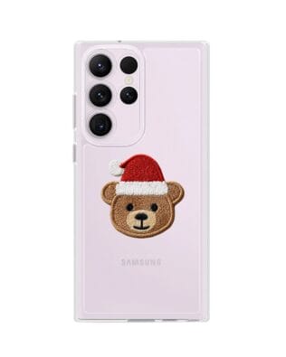 Etui do Samsung Galaxy S23 Ultra przeźroczyste, silikonowe Flexi, Przytulne święta, Miś mikołajek