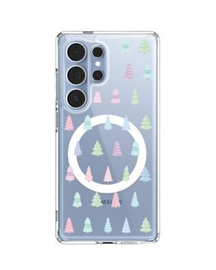 Etui do Samsung Galaxy S25 Ultra z MagSafe przeźroczyste, silikonowe Flexi, Pastelowe choinki