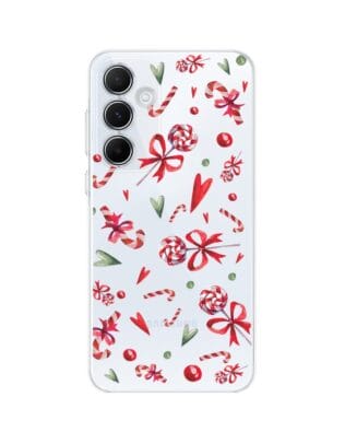 Etui do Samsung Galaxy A55 5G przeźroczyste, silikonowe Flexi, Cukierki świąteczne