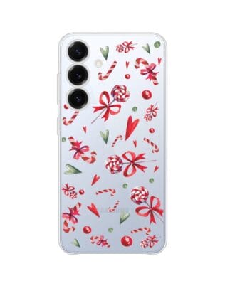 Etui do Samsung Galaxy S25 Plus przeźroczyste, silikonowe Flexi, Cukierki świąteczne
