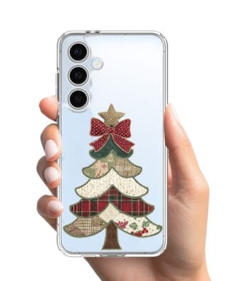 Etui do Samsung Galaxy S24 FE przeźroczyste, silikonowe Flexi, Przytulne święta, Kraciasta choinka