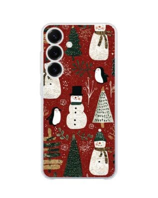 Etui do Samsung Galaxy S25 Plus przeźroczyste, silikonowe Flexi, Przytulne święta, Rustykalna świąteczna kraina