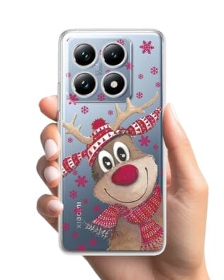 Etui do Xiaomi 14T przeźroczyste, silikonowe Flexi, Renifer